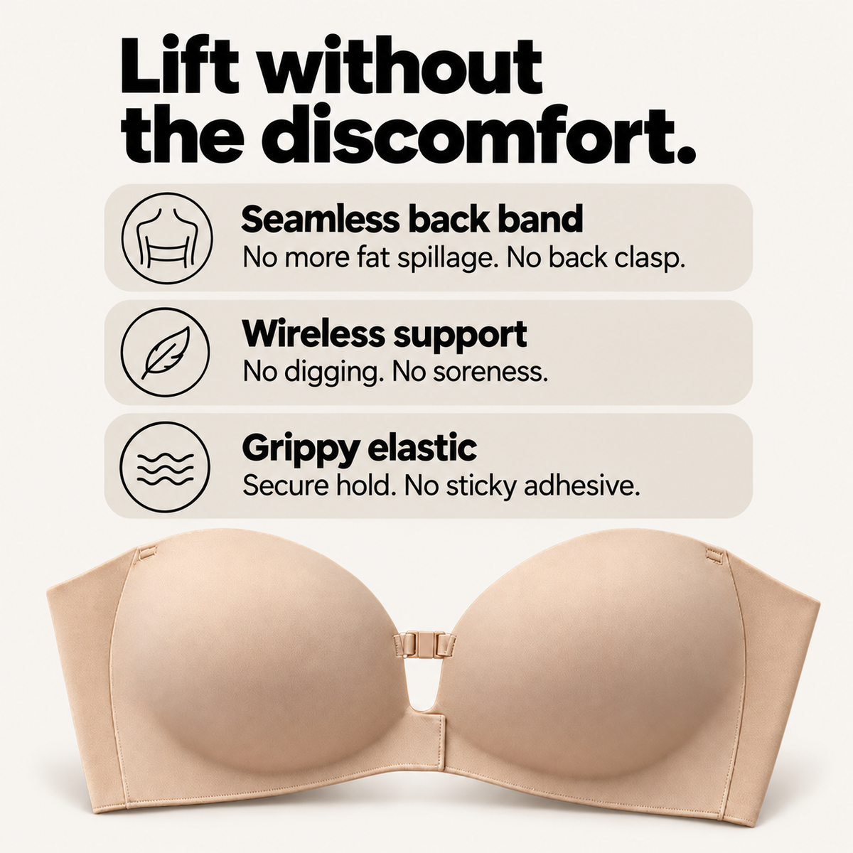 Non-Slip Strapless Push-Up Bra